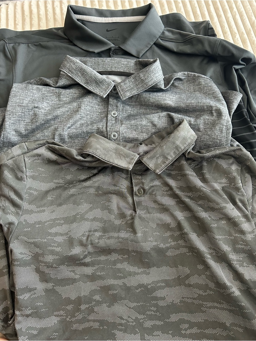 Nike Golf Dri-FIT Men’s Gray Polo Shirts Pack Lot Bundle of 3 Sz Large